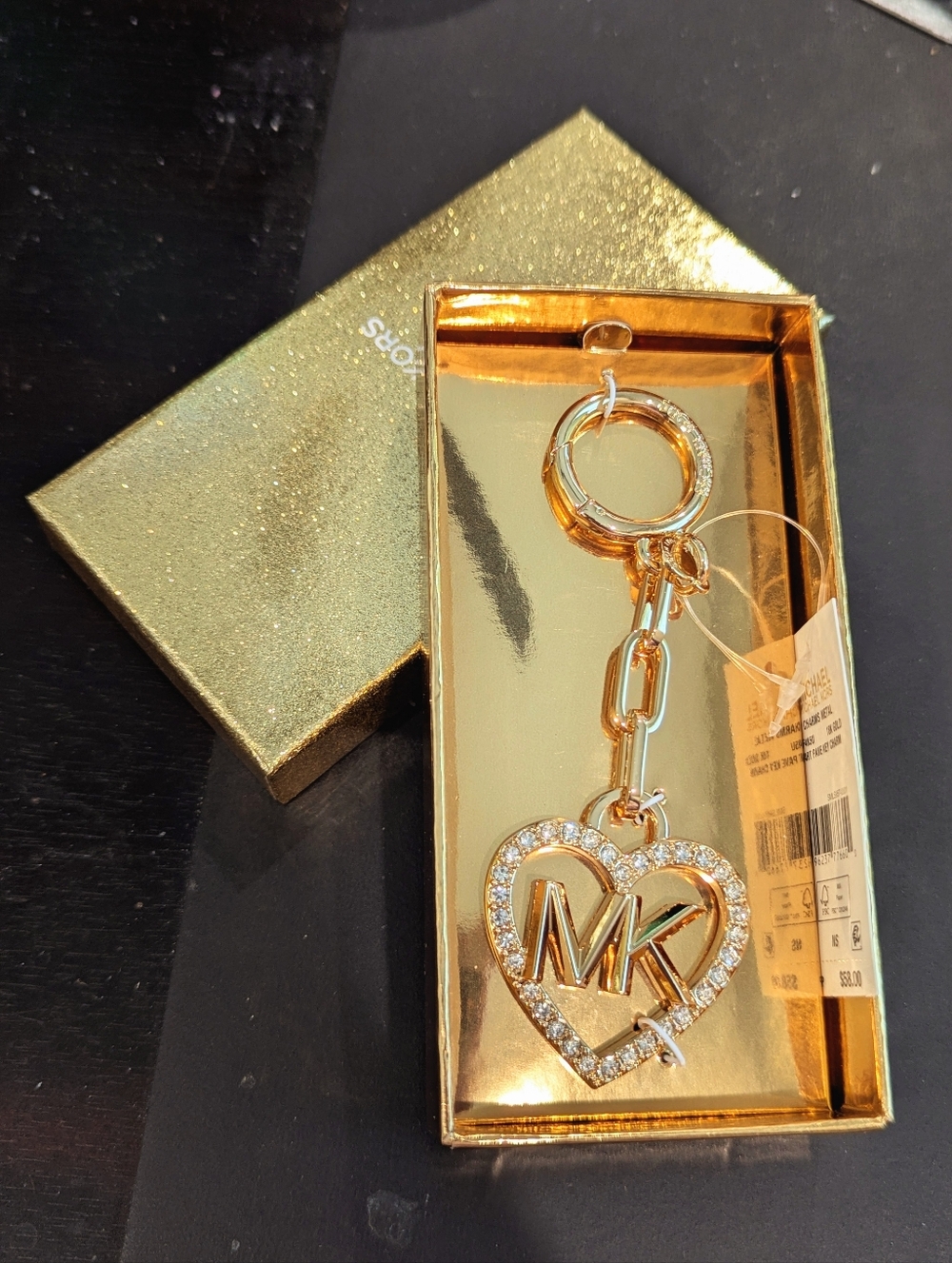 🆕 MICHAEL KORS Heart Pavé 18k Gold Plated Key Chain Charm - Picture 2 of 9